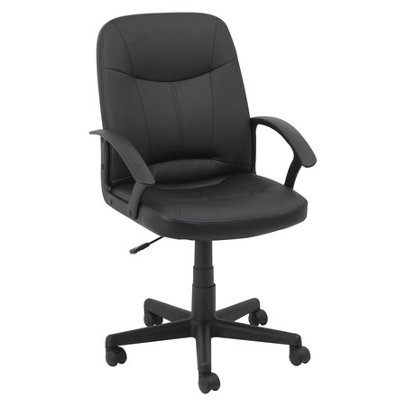 Oif Executive Chair, Leather, 20-1/4" Height, Fixed Arms, Black LB4219